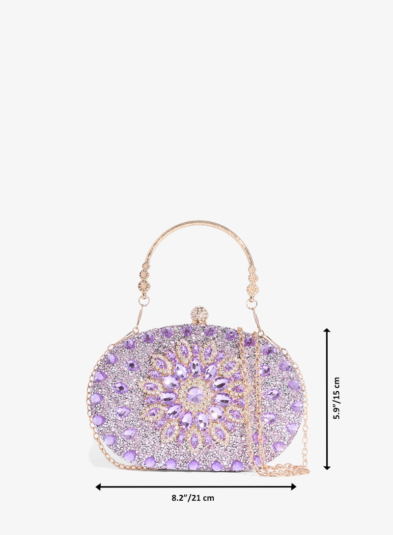 Khizana Rhinestone Jewel Embellished Detail Statement Clutch - Image 5